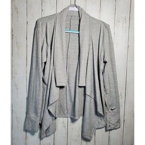 Nike Women's Long Sleeve Open Yoga Top Atmosphere Grey Size Medium